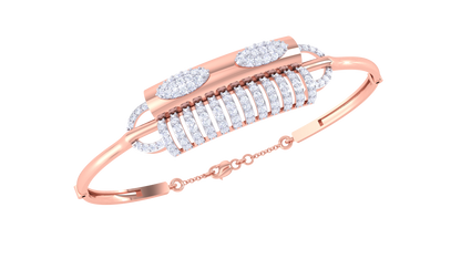 Structured Elegance Golden Pillars Bracelet - 1.04 Ct Diamond Cluster