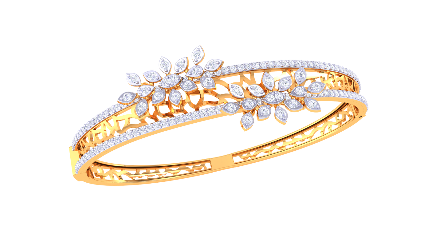 Twin Bloom Bracelet In Rose Gold  – 1.41 Ct Sparking Diamonds