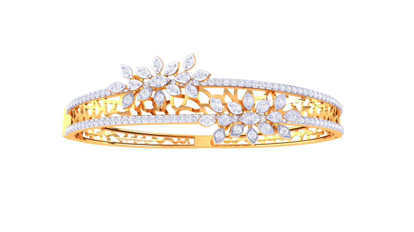 Twin Bloom Bracelet In Rose Gold  – 1.41 Ct Sparking Diamonds