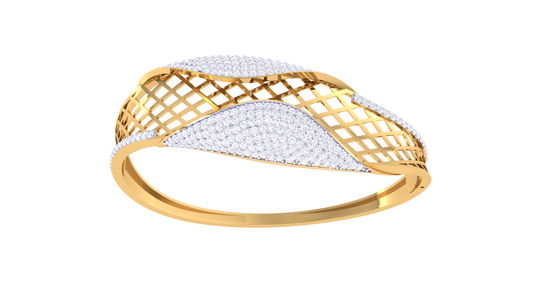 Curved Lattice Gold Bracelet - 2.12 Ct Dazzling Diamonds