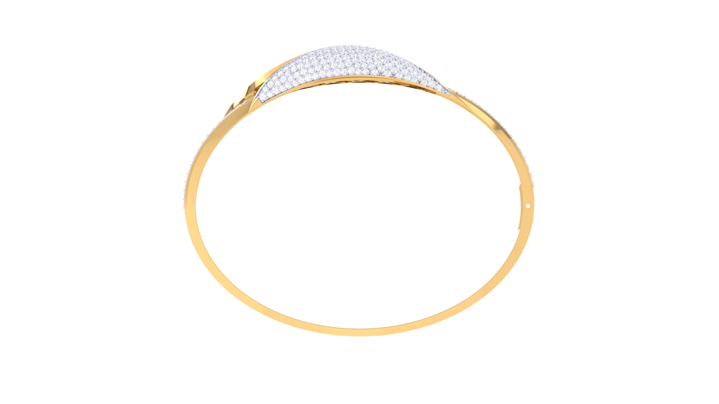 Curved Lattice Gold Bracelet - 2.12 Ct Dazzling Diamonds