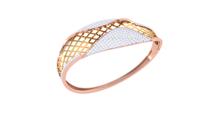 Curved Lattice Gold Bracelet - 2.12 Ct Dazzling Diamonds