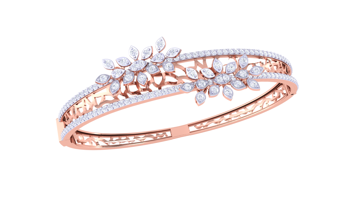 Twin Bloom Bracelet In Rose Gold  – 1.41 Ct Sparking Diamonds