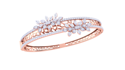 Twin Bloom Bracelet In Rose Gold  – 1.41 Ct Sparking Diamonds