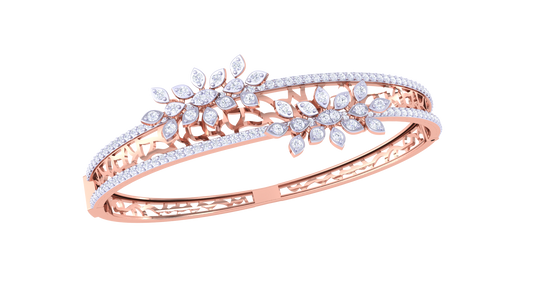 Twin Bloom Bracelet In Rose Gold  – 1.41 Ct Sparking Diamonds
