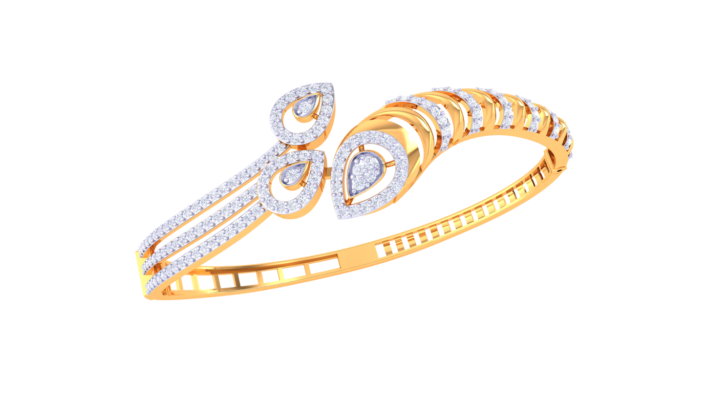 Teardrop Flow Gold and Diamond Bracelet – 1.30 Ct Brilliant Cut