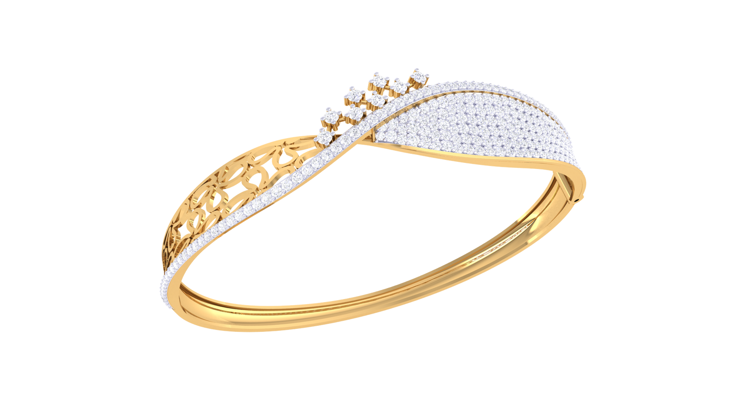 Floral Crown Radiant Gold Bracelet - 1.70 Ct Pavé-Set Diamonds