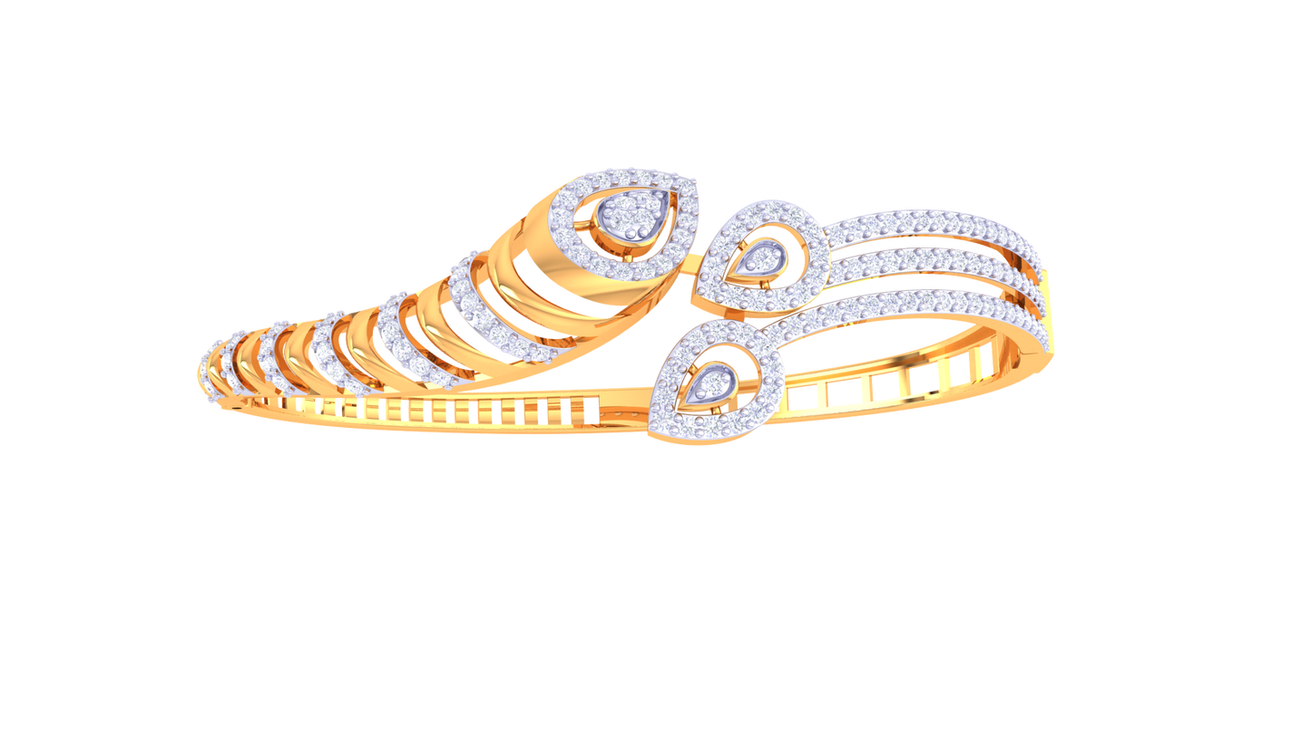 Teardrop Flow Gold and Diamond Bracelet – 1.30 Ct Brilliant Cut