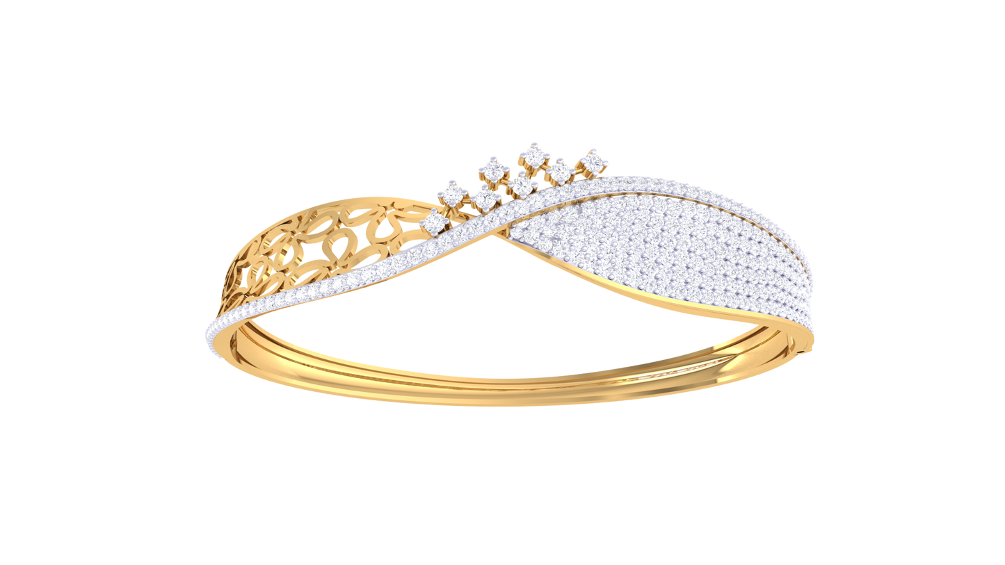 Floral Crown Radiant Gold Bracelet - 1.70 Ct Pavé-Set Diamonds