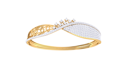 Floral Crown Radiant Gold Bracelet - 1.70 Ct Pavé-Set Diamonds