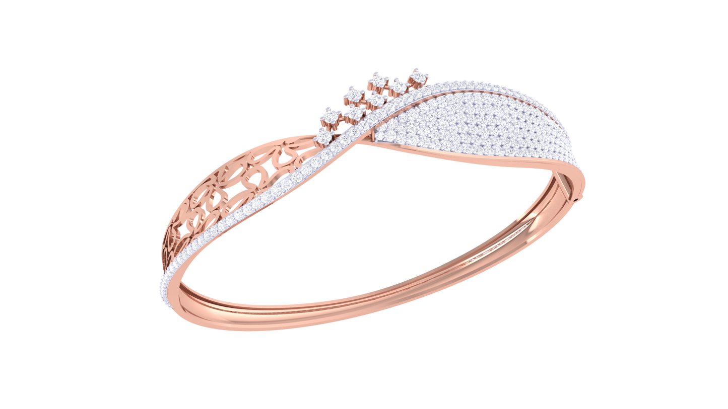 Floral Crown Radiant Gold Bracelet - 1.70 Ct Pavé-Set Diamonds