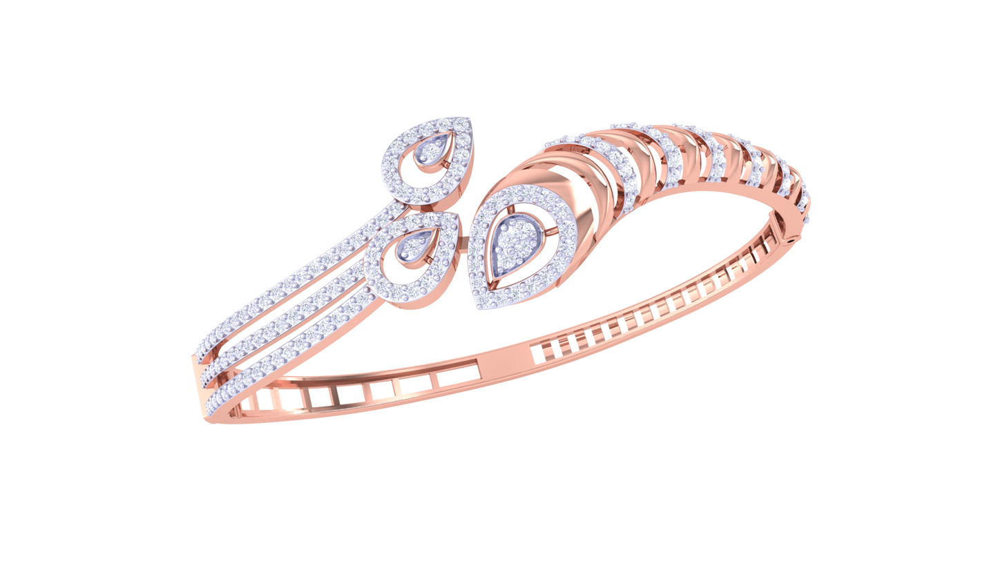 Teardrop Flow Gold and Diamond Bracelet – 1.30 Ct Brilliant Cut