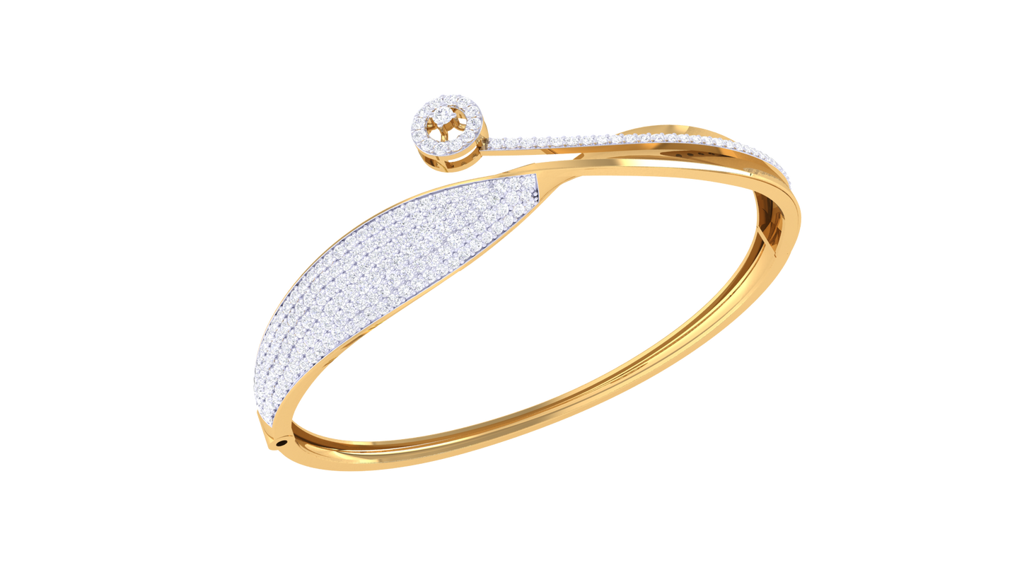 Asymmetric Gleaming Gold Bracelet - 1.33 Ct Diamond Accents