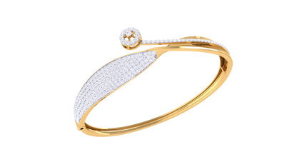 Asymmetric Gleaming Gold Bracelet - 1.33 Ct Diamond Accents