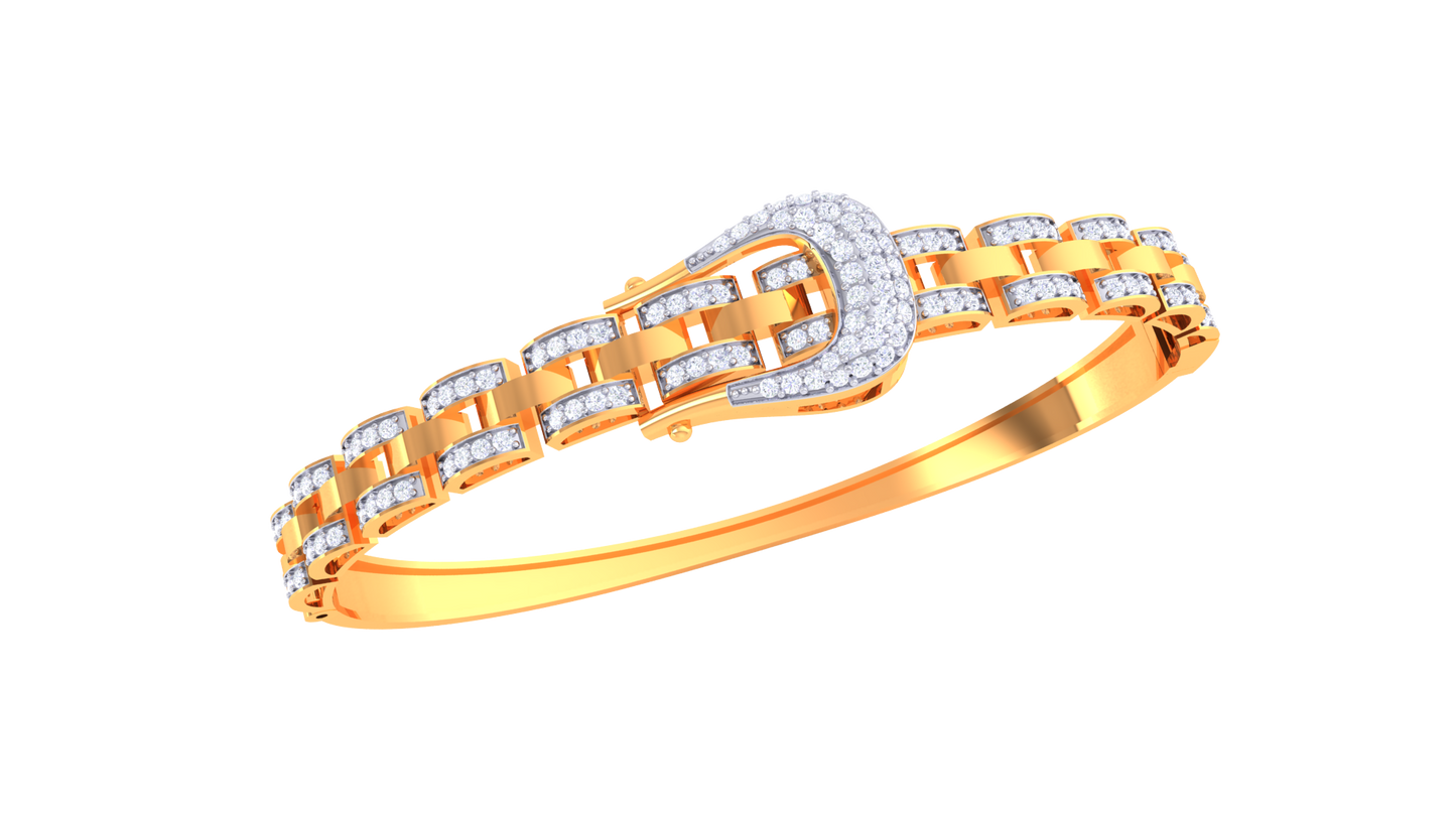 Luxe Link Edition Golden Buckle Bracelet - 0.82 Ct Dazzling Diamonds