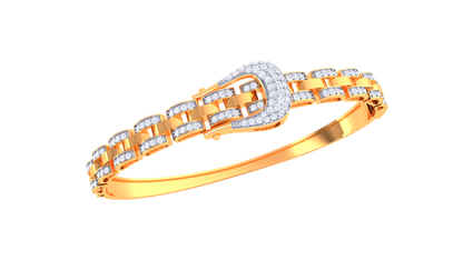 Luxe Link Edition Golden Buckle Bracelet - 0.82 Ct Dazzling Diamonds