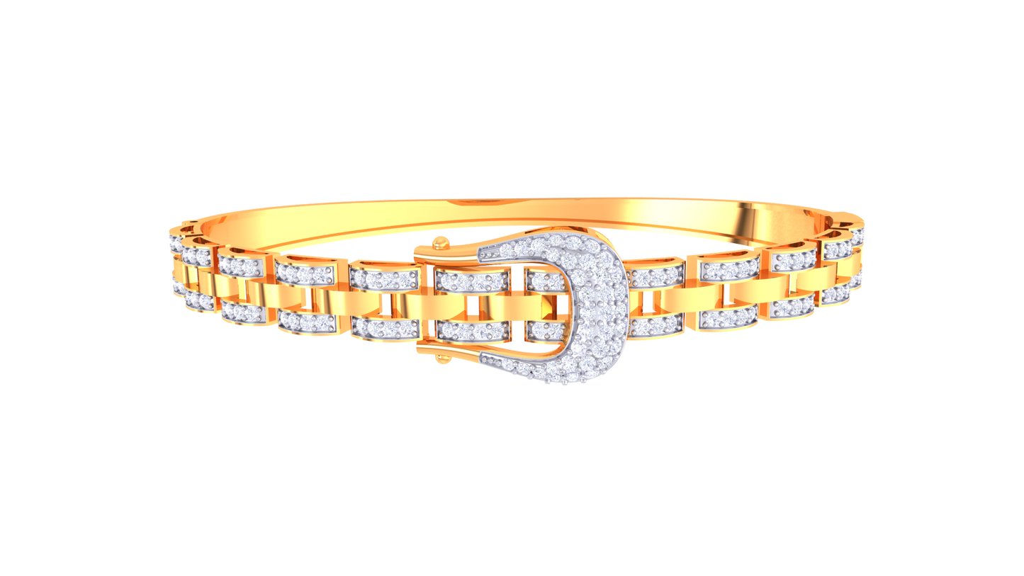 Luxe Link Edition Golden Buckle Bracelet - 0.82 Ct Dazzling Diamonds