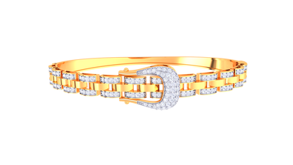 Luxe Link Edition Golden Buckle Bracelet - 0.82 Ct Dazzling Diamonds