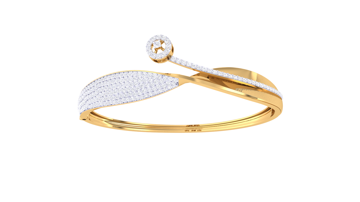 Asymmetric Gleaming Gold Bracelet - 1.33 Ct Diamond Accents