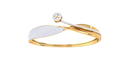 Asymmetric Gleaming Gold Bracelet - 1.33 Ct Diamond Accents
