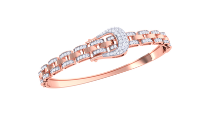 Luxe Link Edition Golden Buckle Bracelet - 0.82 Ct Dazzling Diamonds
