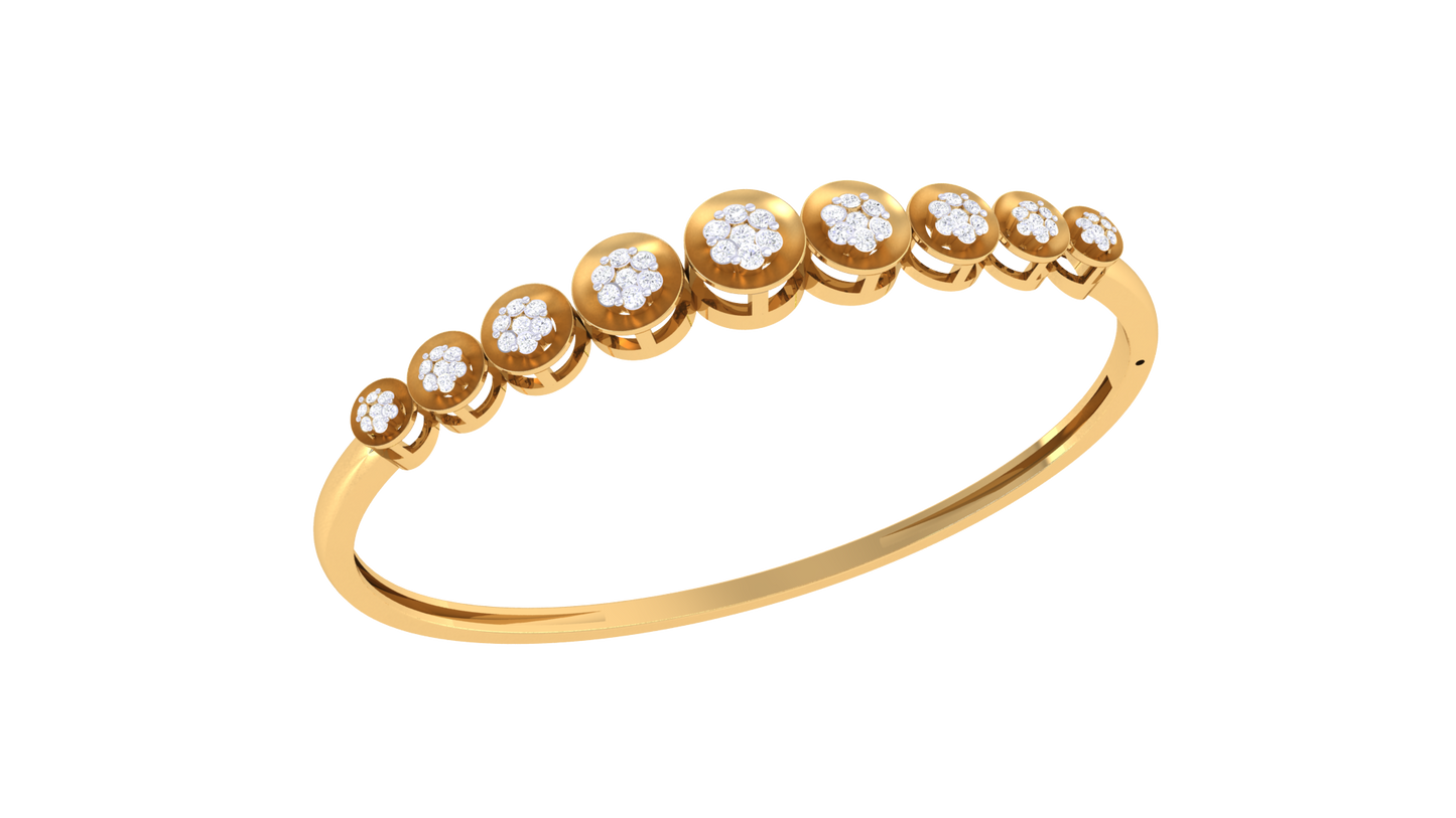 Nine-Cluster Bracelet In Lustrous Gold - 0.49 Ct Bezel Set Diamonds