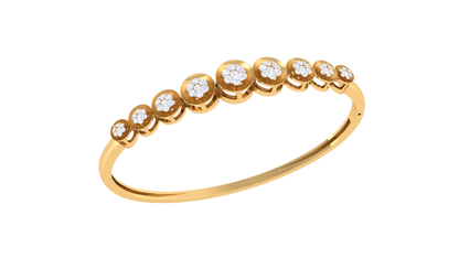 Nine-Cluster Bracelet In Lustrous Gold - 0.49 Ct Bezel Set Diamonds
