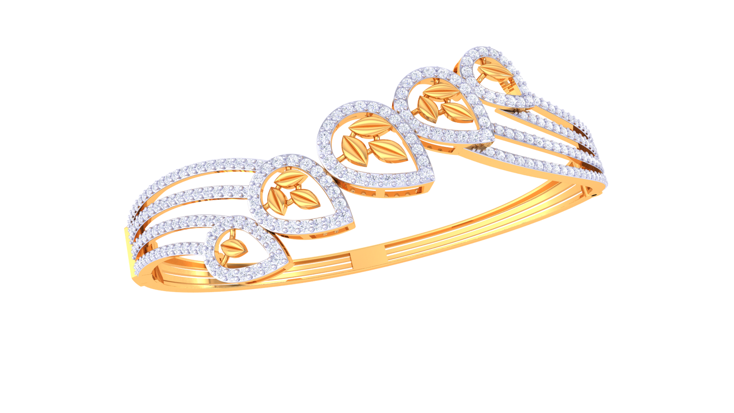 Teardrop Petal Diamond Bracelet In Luminious Gold – 1.81 Ct
