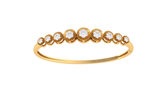 Nine-Cluster Bracelet In Lustrous Gold - 0.49 Ct Bezel Set Diamonds