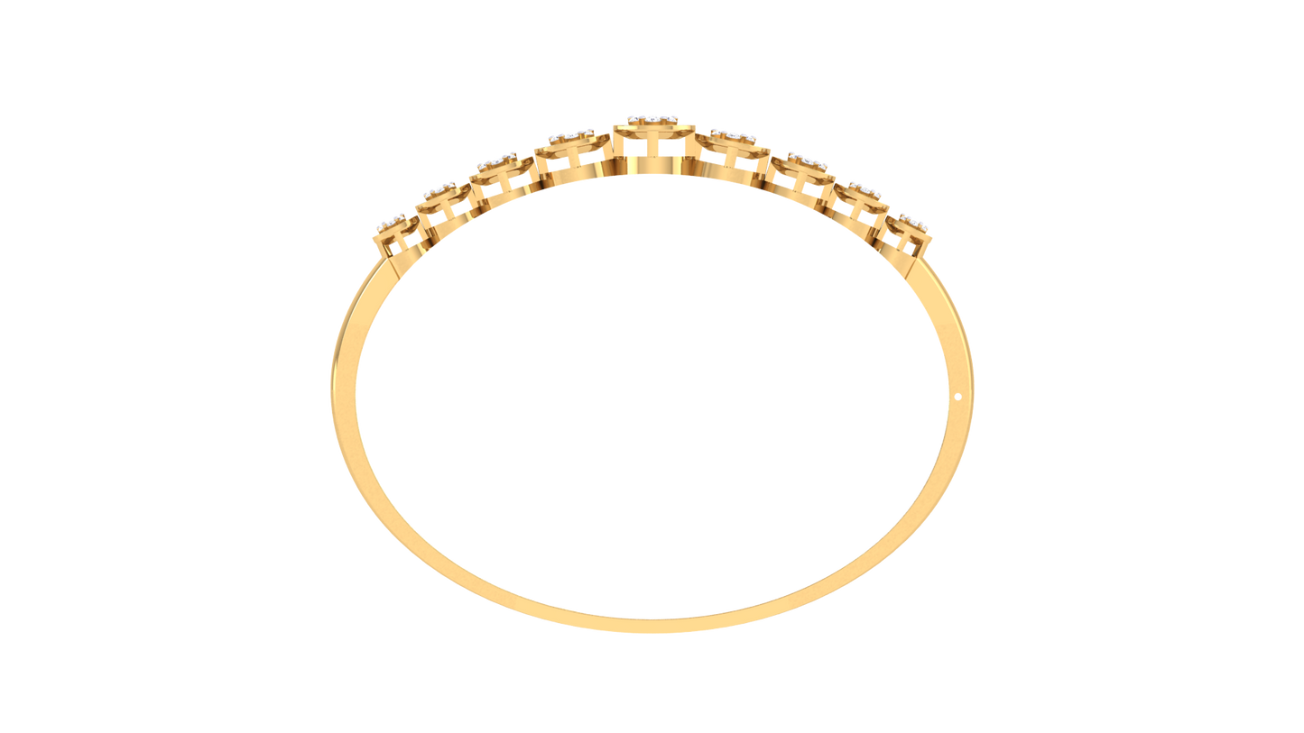 Nine-Cluster Bracelet In Lustrous Gold - 0.49 Ct Bezel Set Diamonds