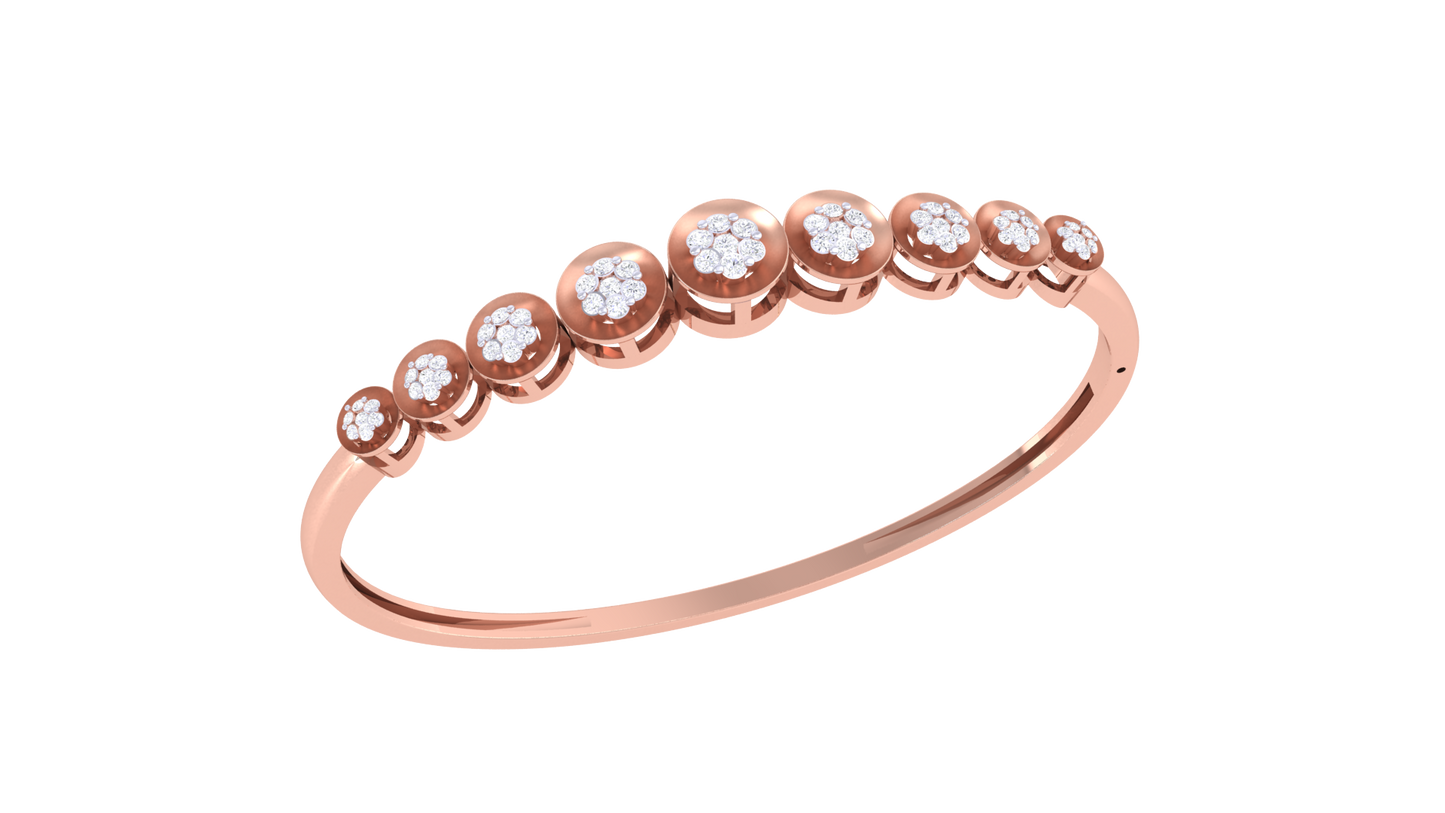 Nine-Cluster Bracelet In Lustrous Gold - 0.49 Ct Bezel Set Diamonds