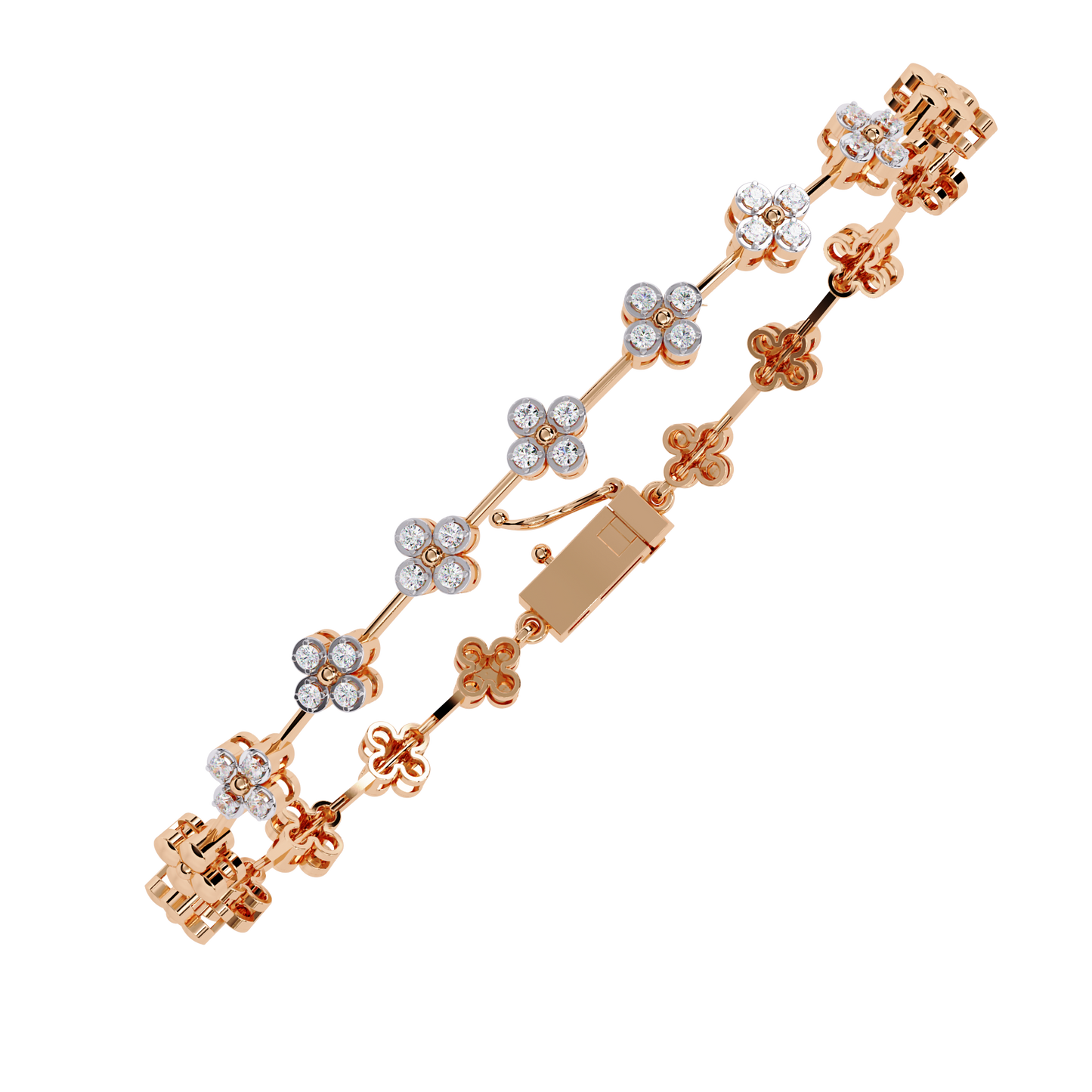 The 'Golden Bloom' Diamond Link Bracelet - 0.23 Ct