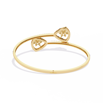 Dazzling Diamond & Gold Open Cuff Bangle Bracelet - 1.35 Ct