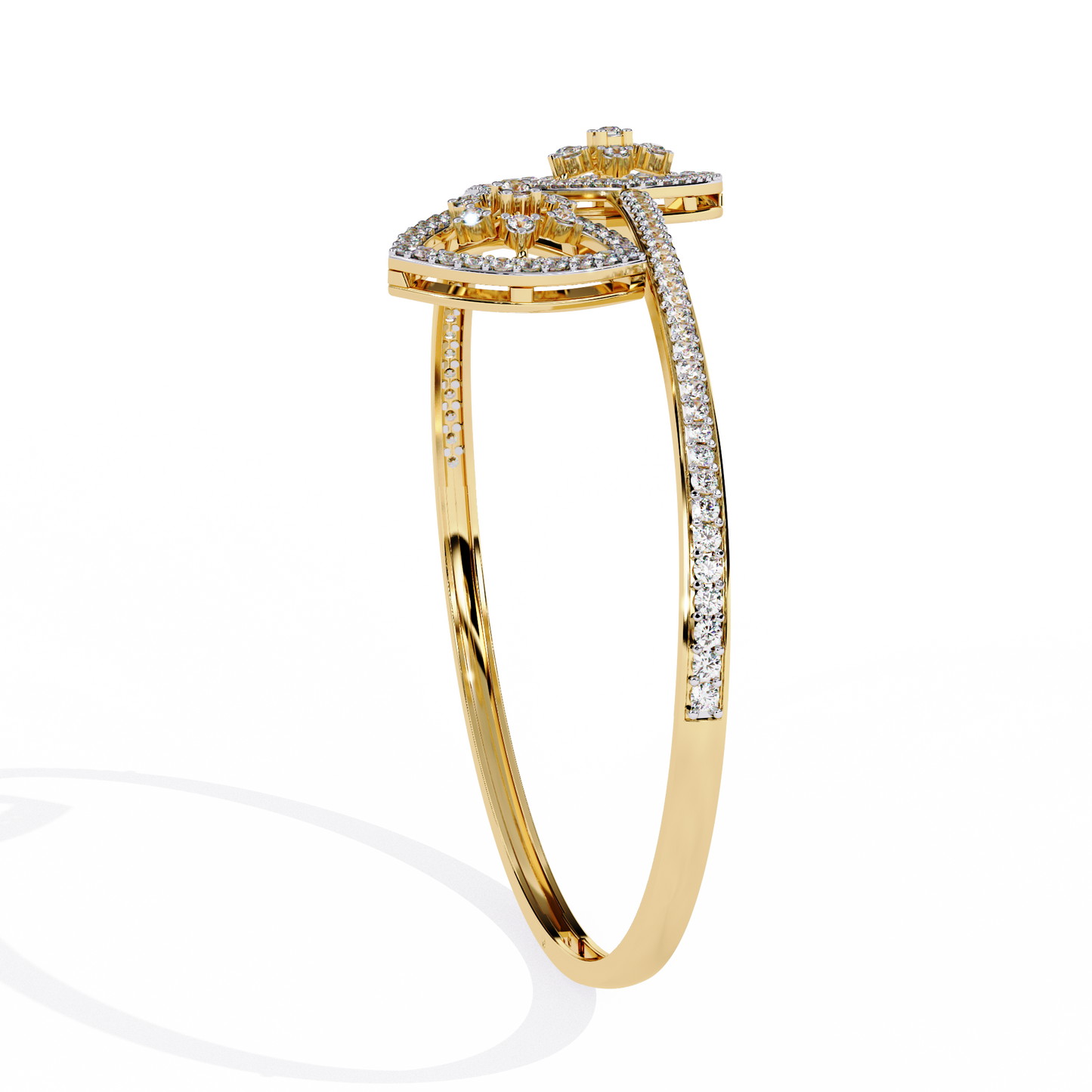 Dazzling Diamond & Gold Open Cuff Bangle Bracelet - 1.35 Ct