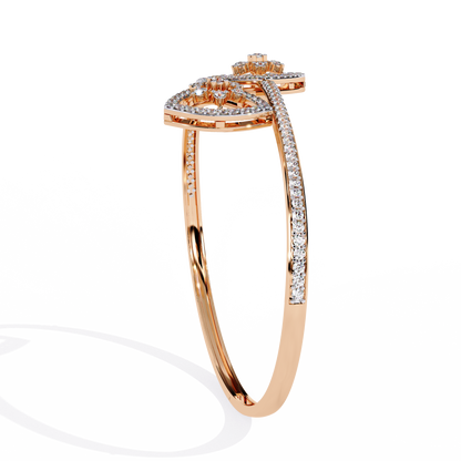 Dazzling Diamond & Gold Open Cuff Bangle Bracelet - 1.35 Ct