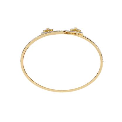 Dazzling Diamond & Gold Open Cuff Bangle Bracelet - 1.35 Ct