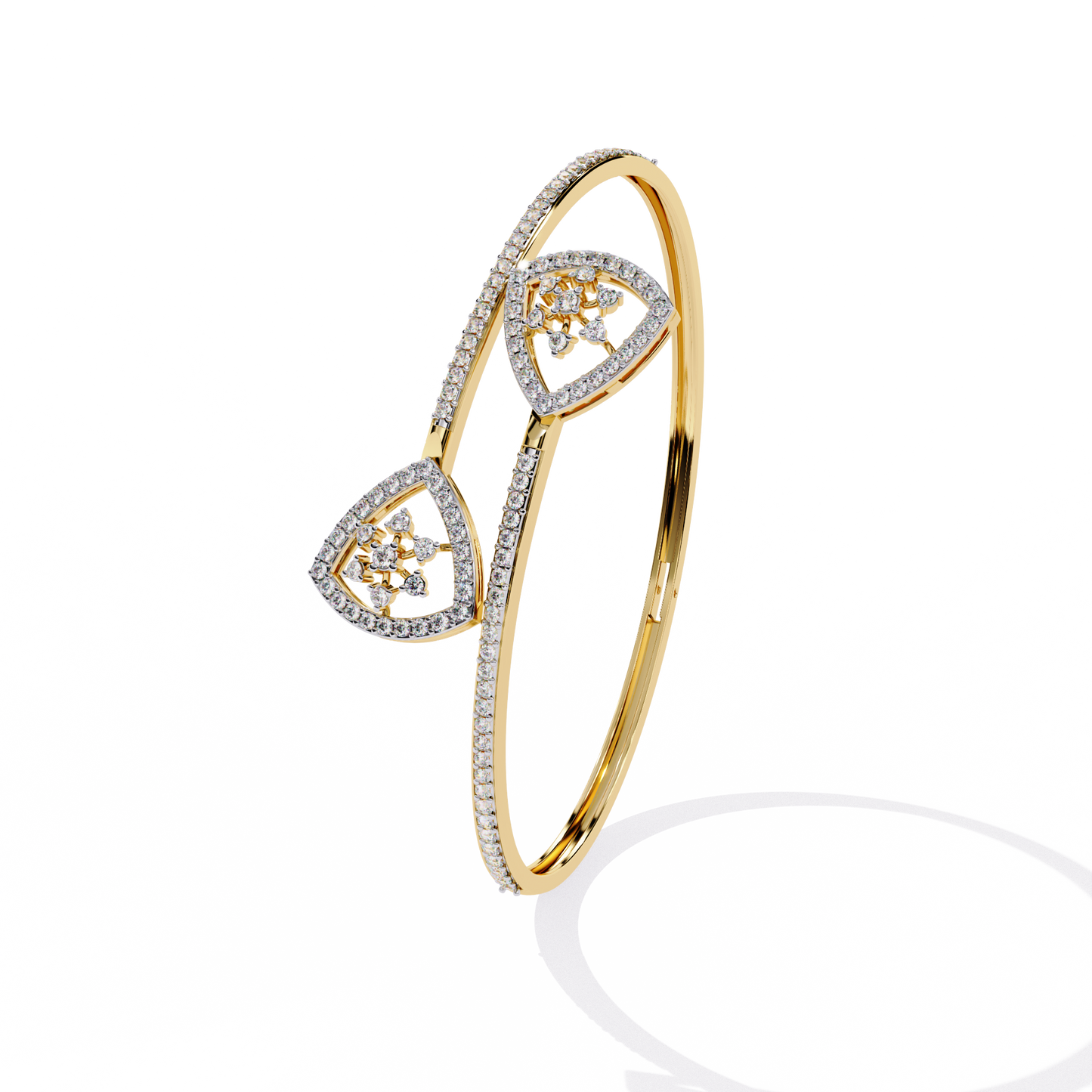 Dazzling Diamond & Gold Open Cuff Bangle Bracelet - 1.35 Ct