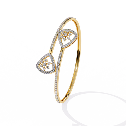 Dazzling Diamond & Gold Open Cuff Bangle Bracelet - 1.35 Ct