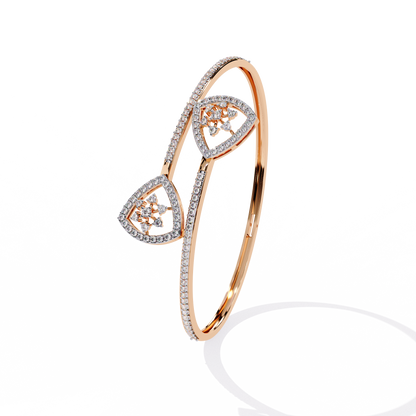 Dazzling Diamond & Gold Open Cuff Bangle Bracelet - 1.35 Ct