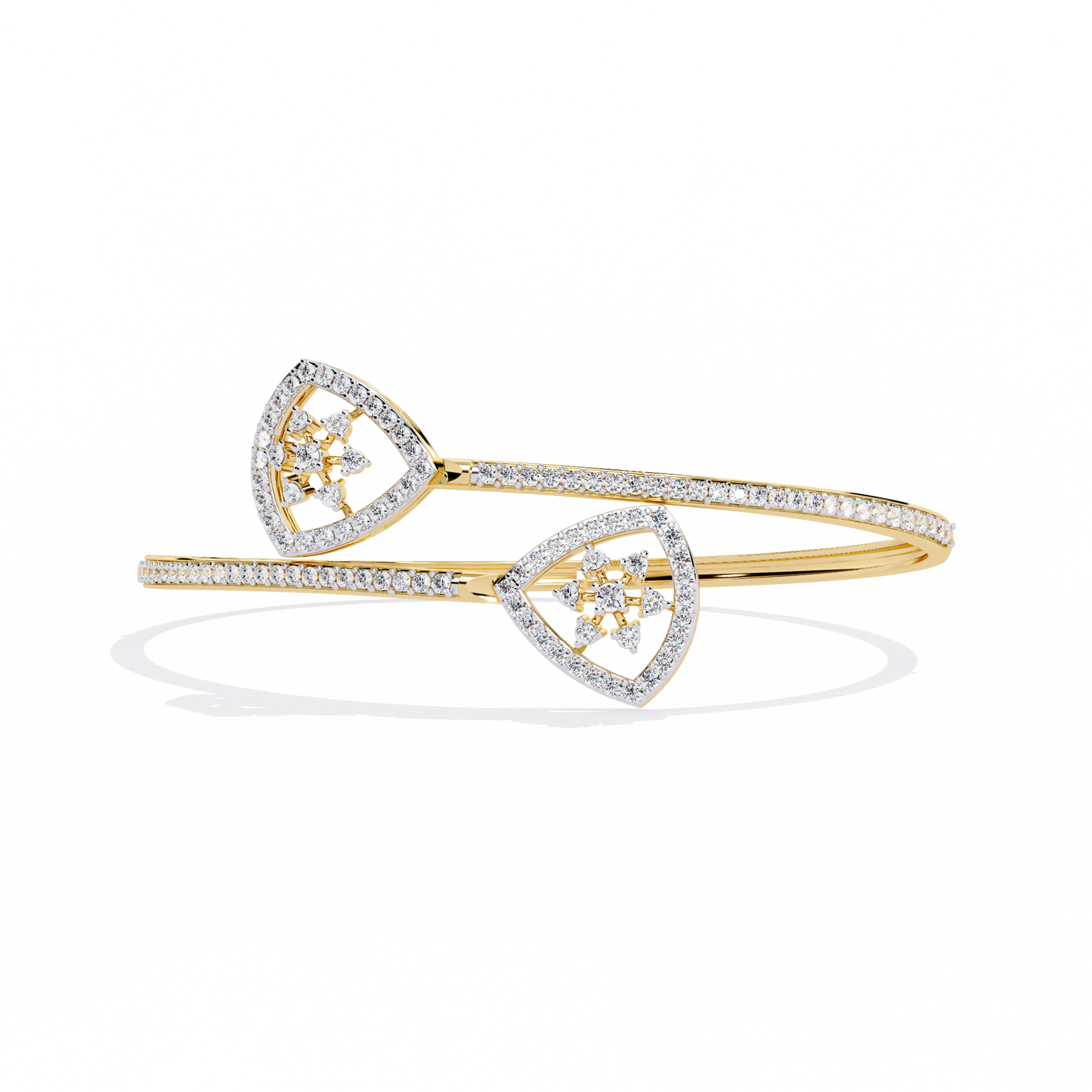 Dazzling Diamond & Gold Open Cuff Bangle Bracelet - 1.35 Ct