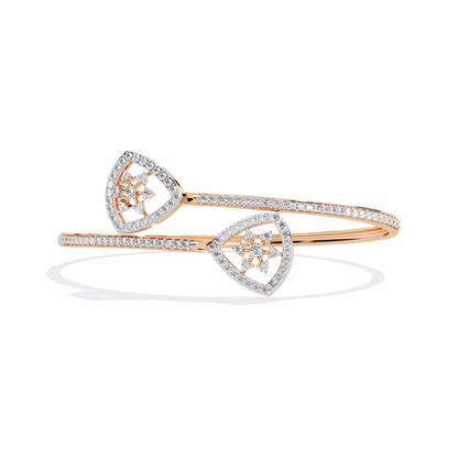 Dazzling Diamond & Gold Open Cuff Bangle Bracelet - 1.35 Ct