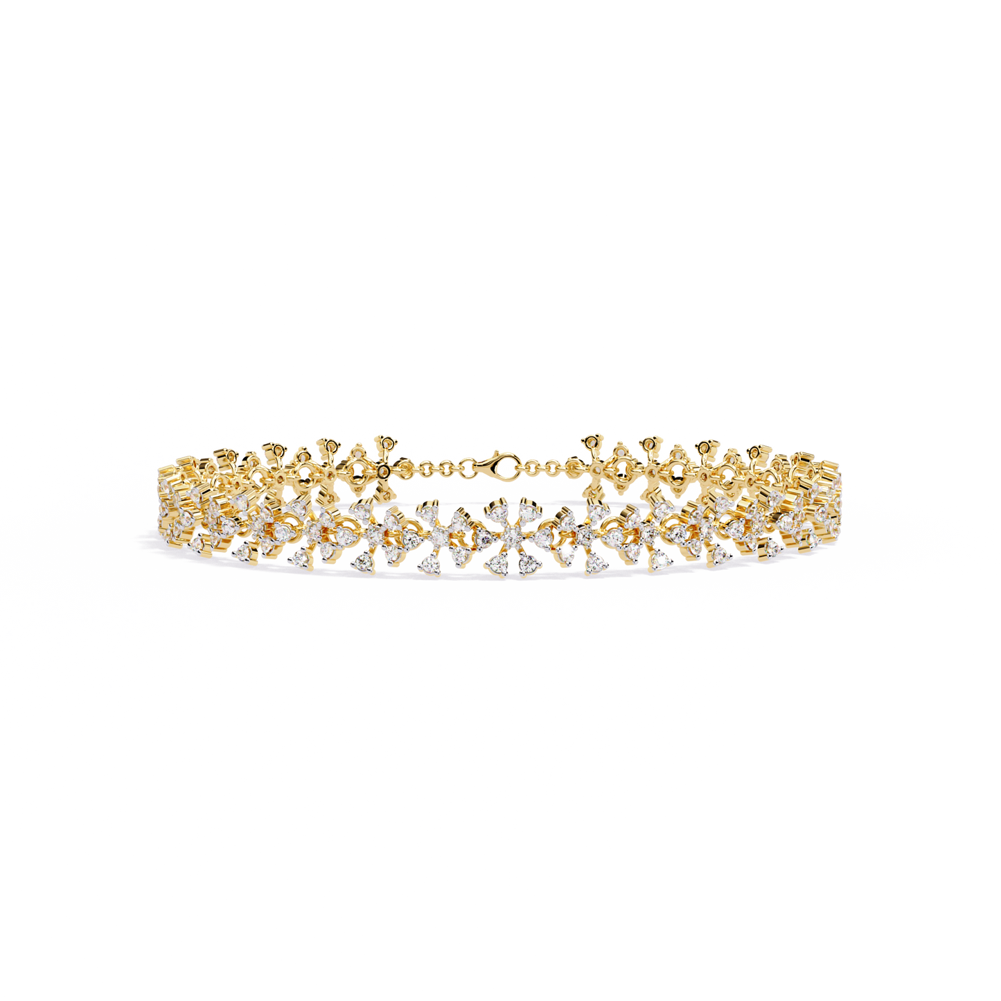 "Stardust Bloom" Diamond & Gold Cluster Bracelet- 1.59 Ct