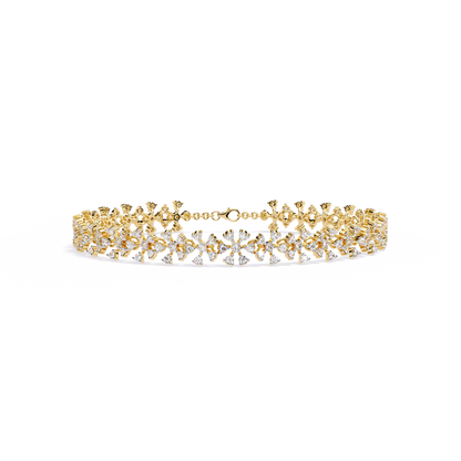 "Stardust Bloom" Diamond & Gold Cluster Bracelet- 1.59 Ct