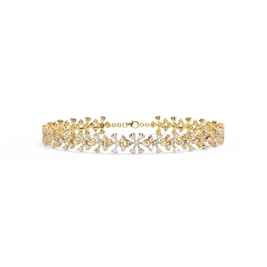 "Stardust Bloom" Diamond & Gold Cluster Bracelet- 1.59 Ct