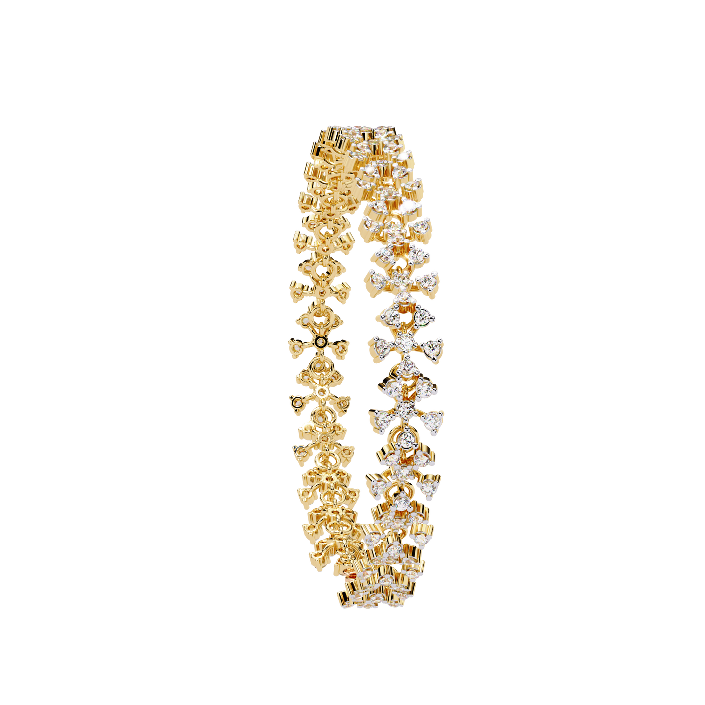 "Stardust Bloom" Diamond & Gold Cluster Bracelet- 1.59 Ct