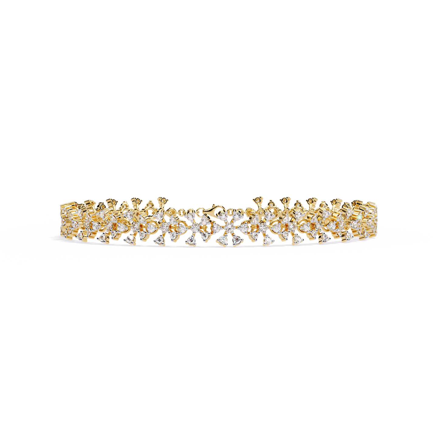 "Stardust Bloom" Diamond & Gold Cluster Bracelet- 1.59 Ct
