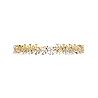 "Stardust Bloom" Diamond & Gold Cluster Bracelet- 1.59 Ct