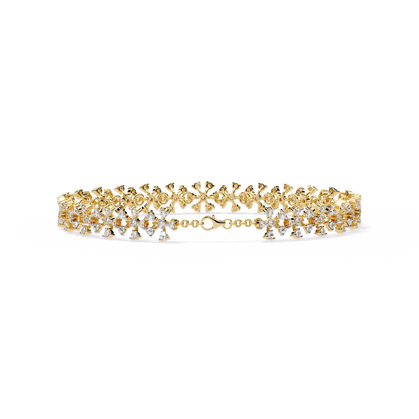 "Stardust Bloom" Diamond & Gold Cluster Bracelet- 1.59 Ct
