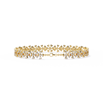 "Stardust Bloom" Diamond & Gold Cluster Bracelet- 1.59 Ct