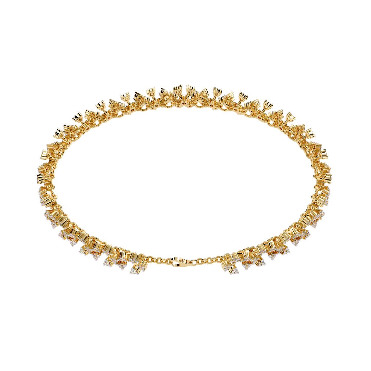 "Stardust Bloom" Diamond & Gold Cluster Bracelet- 1.59 Ct